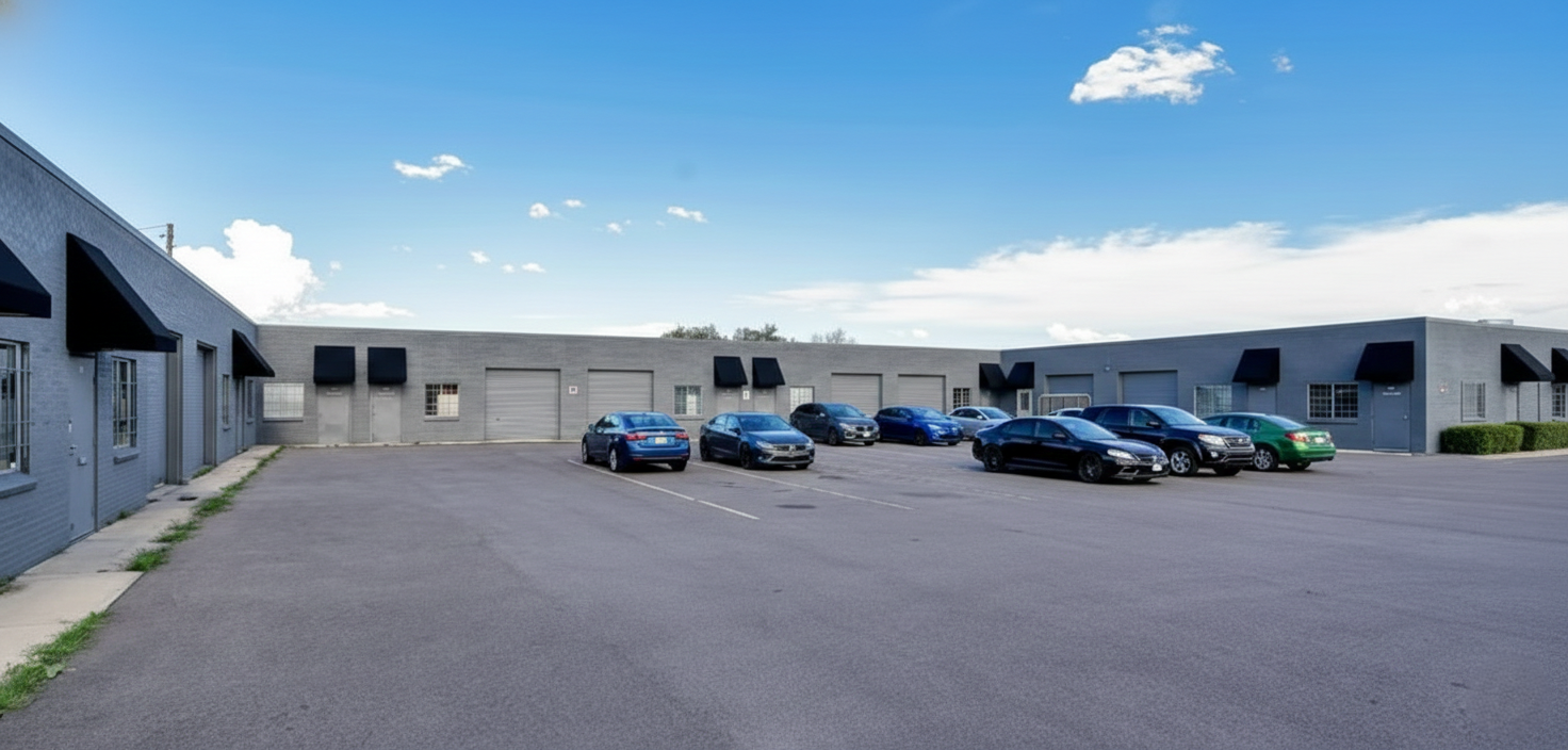 Sheridan Station Business Center exterior, multi-unit small-bay industrial park, Arvada, Colorado